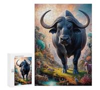 Puzzles for Adults 300 PCS Whimsical Water Buffalo Jigsaws for Adults Relaxing Games Enhance Memory Unique Birthday And Xmas Gifts 300 PCS