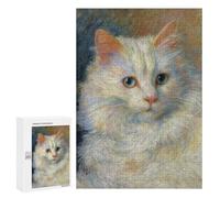 Puzzles for Adults 300 PCS Whimsical White Cat Painting Jigsaws for Adults Puzzle Difficult Challenge Help The Brain Exercise Unique Challenge Game 300 PCS