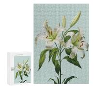 Puzzles for Adults 300 PCS White Lily Flower Plant Jigsaw for Teenagerss Pattern Assembly Parent-child Interaction Beautiful Design Game 300 PCS
