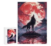 Puzzles for Adults 300 PCS Wolf Howling at Full Moon Puzzle For Teenagers Improve Memory Challenging To Complete Challenging Family Fun Game 300 PCS