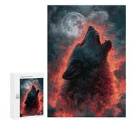 Puzzles for Adults 300 PCS Wolf Howling at Moon Art Print Puzzle For Teenagers Improve Memory Challenging To Complete Challenging Family Fun Game 300 PCS