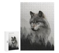 Puzzles for Adults 300 PCS Wolf in Forest Meme Puzzle For Teenagers Improve Memory Challenging To Complete Challenging Family Fun Game 300 PCS