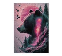 Puzzles for Adults 38x26cm/1000pcs Bear Pink Silhouette Fores Puzzle for Adults Brain Teaser Game Improve Memory Fun at Home Activities, 38x26cm/1000pcs