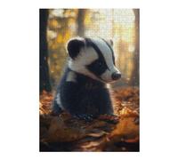 Puzzles for Adults 38x26cm/1000pcs Cute Badger in Autumn Jigsaws for Adults Brain Teaser Game Difficult Hard Challenging Game Gifts 38x26cm/1000pcs