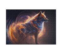 Puzzles for Adults 38x26cm/1000pcs Flame-Wrapped Wolf A Mystical Artwork Puzzles for Adults Brain Teaser Game Perfect Decoration Unique Birthday And Xmas Gifts 38x26cm/1000pcs