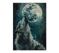 Puzzles for Adults 38x26cm/1000pcs Howling Wolf Moon Night Jigsaws for Adults Brain Teaser Game Difficult Hard Challenging Game Gifts 38x26cm/1000pcs