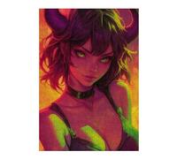 Puzzles for Adults 38x26cm/1000pcs Neon Oni Demon Anime Girl Puzzle for Adults Brain Teaser Game Improve Memory Fun at Home Activities, 38x26cm/1000pcs