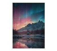 Puzzles for Adults 38x26cm/1000pcs Northern Lights Cabin Reflections Puzzles for Adults Anti-Stress Toys Perfect Decoration Challenging Game Gifts 38x26cm/1000pcs