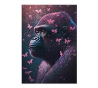 Puzzles for Adults 38x26cm/1000pcs Pink Butterflies Gorilla Jigsaws for Adults Brain Teaser Game Difficult Hard Challenging Game Gifts 38x26cm/1000pcs