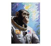 Puzzles for Adults 38x26cm/1000pcs Puzzles Chimpanzee Astronaut in Space Suit Jigsaw for Adults Relaxing Games But Fun And Humorous Deal As Gifts for The Whole Family 38x26cm/1000pcs