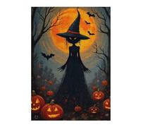 Puzzles for Adults 38x26cm/1000pcs Puzzles Halloween Witch Pumpkins Bats Jigsaw for Adults Relaxing Games Presents for Women Stress Reduction Gifts 38x26cm/1000pcs