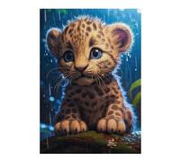 Puzzles for Adults 38x26cm/1000pcs Puzzles Rainy Leopard Cub Adult Puzzles Brain Teaser Game Birthday Present Unique Birthday And Gifts 38x26cm/1000pcs