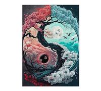 Puzzles for Adults 38x26cm/1000pcs Puzzles Yin-Yang Harmony Blossom Moonlit Sky Adult Puzzles Brain Teaser Game Birthday Present Unique Birthday And Gifts 38x26cm/1000pcs