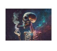 Puzzles for Adults 38x26cm/1000pcs Skeleton Smoking in Space Puzzles for Adults Brain Teaser Game Perfect Decoration Unique Birthday And Xmas Gifts 38x26cm/1000pcs
