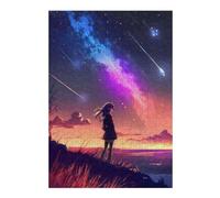 Puzzles for Adults 38x26cm/1000pcs Sunset Anime Girl Sky Puzzle for Adults Brain Teaser Game Improve Memory Fun at Home Activities, 38x26cm/1000pcs