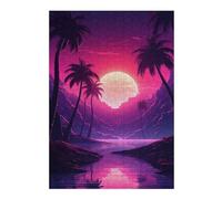 Puzzles for Adults 38x26cm/1000pcs Synthwave Palms Radiance Puzzle for Adults Brain Teaser Game Improve Memory Fun at Home Activities, 38x26cm/1000pcs