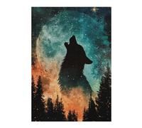 Puzzles for Adults 38x26cm/1000pcs Wolf Howling at The Moon Jigsaws for Adults Brain Teaser Game Difficult Hard Challenging Game Gifts 38x26cm/1000pcs