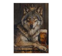 Puzzles for Adults 38x26cm/1000pcs Wolf King Crown Pint Beer Jigsaws for Adults Brain Teaser Game Difficult Hard Challenging Game Gifts 38x26cm/1000pcs