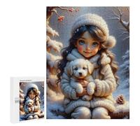 Puzzles for Adults 500 PCS A Whimsical Scene Featuring A Joyful Girl with Strikingly Large, Expressive Blue Eyes And Jigsaw Puzzles for Teenagerss Stress Reliever Educational Challenge Christmas Birth