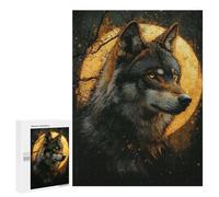 Puzzles for Adults 500 PCS Alpha Wolf Under Full Moon Jigsaws for Adults Relaxing Games Enhance Memory Unique Birthday And Xmas Gifts 500 PCS