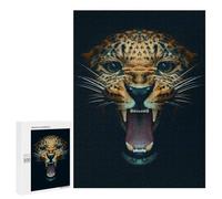 Puzzles for Adults 500 PCS Angry Leopard Face Poster Jigsaw for Teenagerss Pattern Assembly Parent-child Interaction Beautiful Design Game 500 PCS