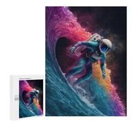 Puzzles for Adults 500 PCS Astronaut Wave Surfer Jigsaw for Adults Relaxing Games Analysis And Logic Unique Birthday And Xmas Gifts 500 PCS