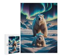 Puzzles for Adults 500 PCS Aurora Crowned Polar Bears Jigsaw for Adults Relaxing Games Analysis And Logic Unique Birthday And Xmas Gifts 500 PCS