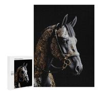 Puzzles for Adults 500 PCS Black And Gold Horse Jigsaw for Teenagerss Pattern Assembly Parent-child Interaction Beautiful Design Game 500 PCS