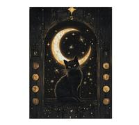 Puzzles for Adults 500 PCS Black Cat Moonlit Window Jigsaws for Adults Hands-on Game Precision Cutting Fun at Home Activities, 500 PCS