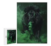 Puzzles for Adults 500 PCS Black Lion with Green Smoke Jigsaw for Teenagerss Pattern Assembly Parent-child Interaction Beautiful Design Game 500 PCS