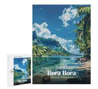 Puzzles for Adults 500 PCS Bora Bora French Polynesia Landscape Jigsaws for Adults Relaxing Games Enhance Memory Unique Birthday And Xmas Gifts 500 PCS