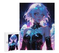 Puzzles for Adults 500 PCS Celestial Neon Angel in Futuristic Nightscape Jigsaw Puzzles for Teenagerss Stress Reliever Educational Challenge Christmas Birthday Gifts 500 PCS