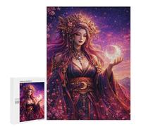 Puzzles for Adults 500 PCS Celestial Woman in Sakura Twilight Jigsaw for Teenagerss Pattern Assembly Parent-child Interaction Beautiful Design Game 500 PCS