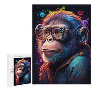 Puzzles for Adults 500 PCS Chic Monkey with Glasses Jigsaws for Adults Puzzle Difficult Challenge Help The Brain Exercise Unique Challenge Game 500 PCS
