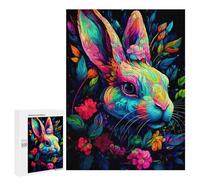Puzzles for Adults 500 PCS Colorful Bunny Artwork Puzzles for Adults Hands-on Game But Fun And Humorous Christmas Birthday Gifts 500 PCS