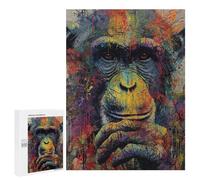Puzzles for Adults 500 PCS Colorful Chimpanzee Art Print Jigsaws for Adults Puzzle Difficult Challenge Help The Brain Exercise Unique Challenge Game 500 PCS