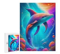 Puzzles for Adults 500 PCS Colorful Dolphin Fantasy Puzzles for Adults Hands-on Game But Fun And Humorous Christmas Birthday Gifts 500 PCS