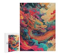 Puzzles for Adults 500 PCS Colorful Dragon Artwork Jigsaws for Adults Puzzle Difficult Challenge Help The Brain Exercise Unique Challenge Game 500 PCS