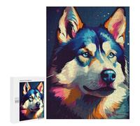 Puzzles for Adults 500 PCS Colorful Husky Portrait-2 Puzzles for Adults Family Games Stress Reliever Unique Birthday And Xmas Gifts 500 PCS