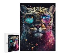 Puzzles for Adults 500 PCS Colorful Leopard Glasses Art Print Jigsaw Puzzles for Teenagerss Stress Reliever Educational Challenge Christmas Birthday Gifts 500 PCS
