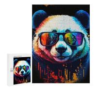 Puzzles for Adults 500 PCS Colorful Panda Sunglasses Art Print Puzzles for Teenagers Staycation Kill Time Help The Brain Exercise Unique Birthday And Xmas Gifts 500 PCS