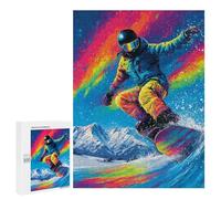 Puzzles for Adults 500 PCS Colorful Snowboarding Adventure Jigsaws for Adults Puzzle Difficult Challenge Help The Brain Exercise Unique Challenge Game 500 PCS