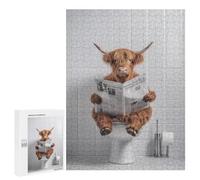 Puzzles for Adults 500 PCS Cow Reading Newspaper on Toilet Jigsaws for Adults Puzzle Difficult Challenge Help The Brain Exercise Unique Challenge Game 500 PCS