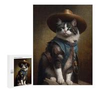 Puzzles for Adults 500 PCS Cowboy Cat Jigsaw for Adults Relaxing Games Analysis And Logic Unique Birthday And Xmas Gifts 500 PCS
