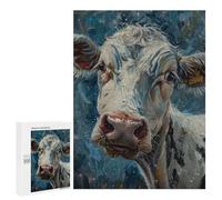 Puzzles for Adults 500 PCS Cute Cow Oil Painting Art Jigsaw Puzzles for Teenagerss Stress Reliever Educational Challenge Christmas Birthday Gifts 500 PCS