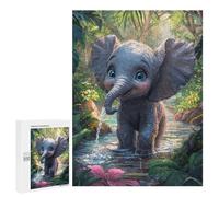 Puzzles for Adults 500 PCS Cute Elephant in Jungle Stream Jigsaw for Adults Relaxing Games Analysis And Logic Unique Birthday And Xmas Gifts 500 PCS