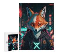 Puzzles for Adults 500 PCS Cyberfox Neon Cityscape Puzzles for Adults Family Games Stress Reliever Unique Birthday And Xmas Gifts 500 PCS