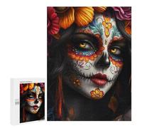 Puzzles for Adults 500 PCS Day of The Dead Sugar Skull Puzzles for Teenagers Staycation Kill Time Help The Brain Exercise Unique Birthday And Xmas Gifts 500 PCS