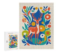 Puzzles for Adults 500 PCS Deer in Floral Pattern Jigsaw for Teenagerss Pattern Assembly Parent-child Interaction Beautiful Design Game 500 PCS