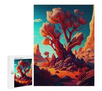 Puzzles for Adults 500 PCS Desert Oasis with Red Trees Puzzles for Adults Family Games Stress Reliever Unique Birthday And Xmas Gifts 500 PCS